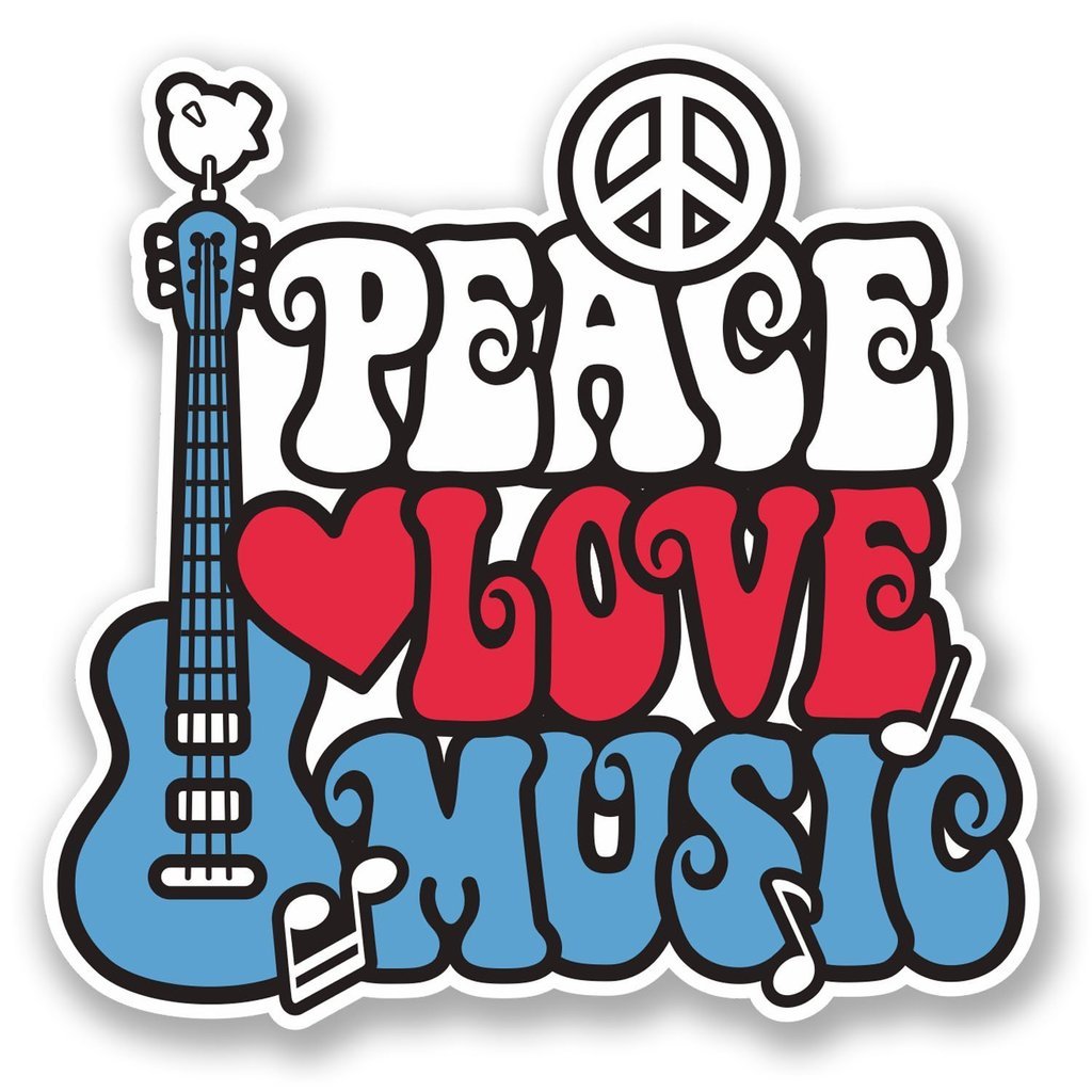 Destinationvinyl Multi 2 X 10Cm/100Mm Love Peace Music Window Cling Sticker Car Van Campervan Glass #5659