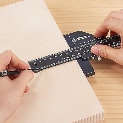 Miniatura 5 de Calibrador vernier profesional doble función para medir y marcar - Herramienta de enmarcado de aluminio y acero todo en uno para uso de carpintería