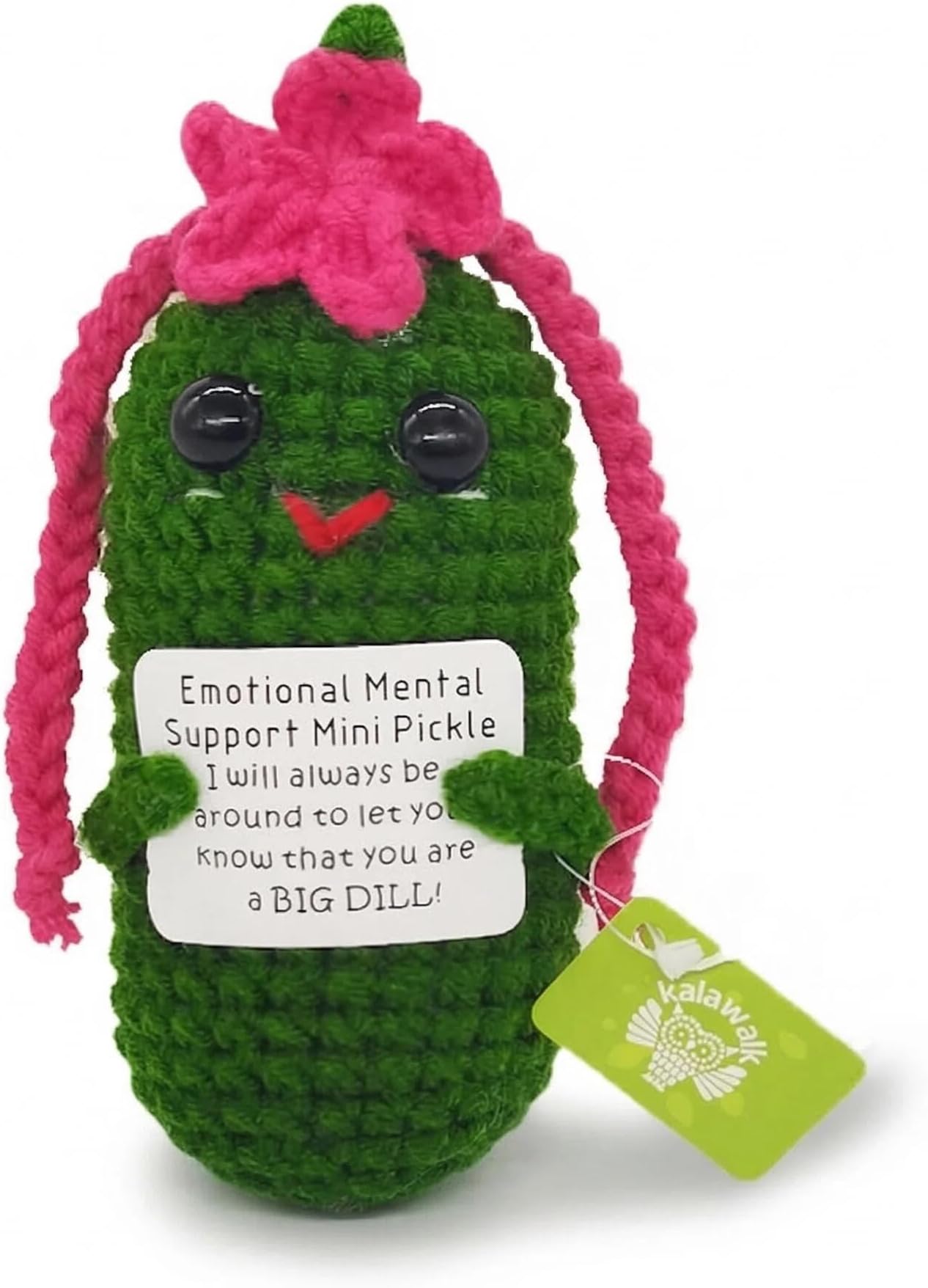 Emotional Support Pickle Crochet Gifts Positive Pickles for Women,Mother, Funny Stress Relief Companion with Encouragement Card, Unique Birthday or Cheer Up Present for Friends, Sisters, Coworkers