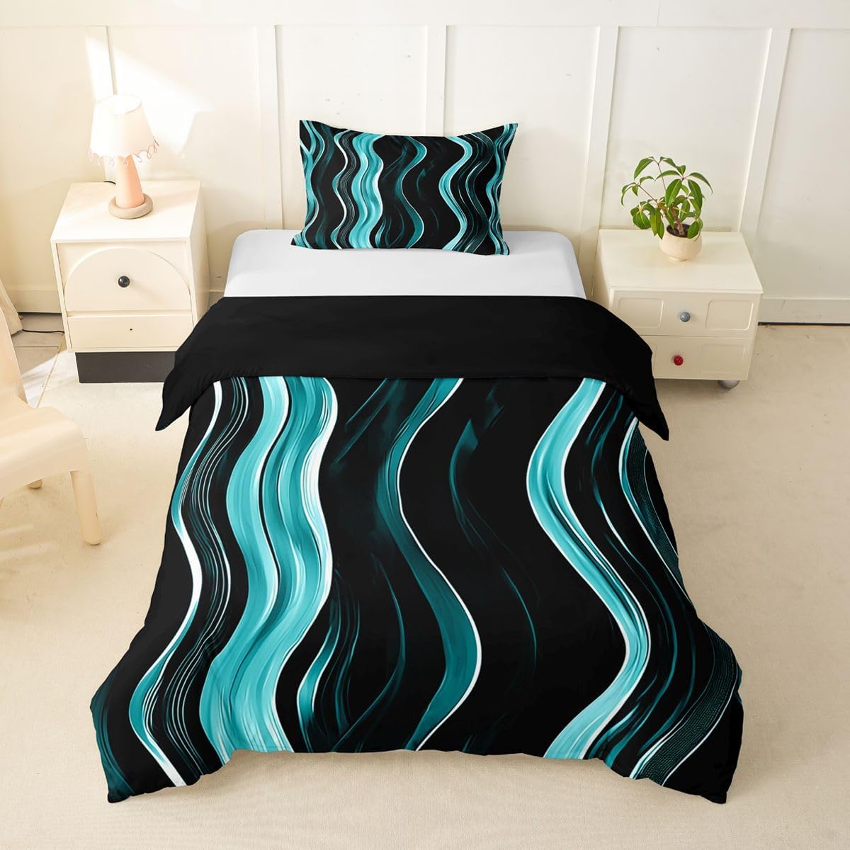 jejeloiu Marble Duvet Cover Toddler Size Abstract Marbling Bedding Set Breathable Soft Geometric Stone Comforter Cover 2Pcs Modern Aesthetic Bedroom Decor