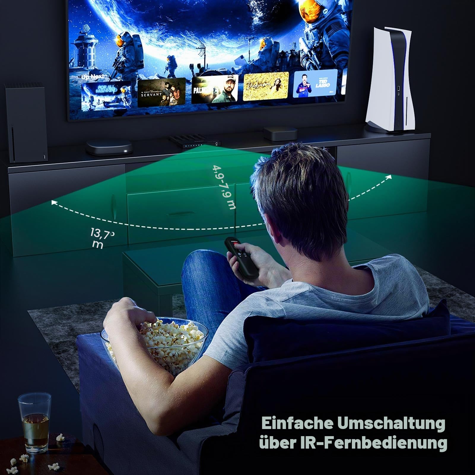 HDMI Switch 4K 60Hz, AVIDGRAM HDMI 2.0 Umschalter 4 in 1 Out, 4 Port Selector Box with IR Remote Control Support HDCP 2.2 HDR10 3D 18Gbps Compatible with Xbox PS4 HDTV Monitor