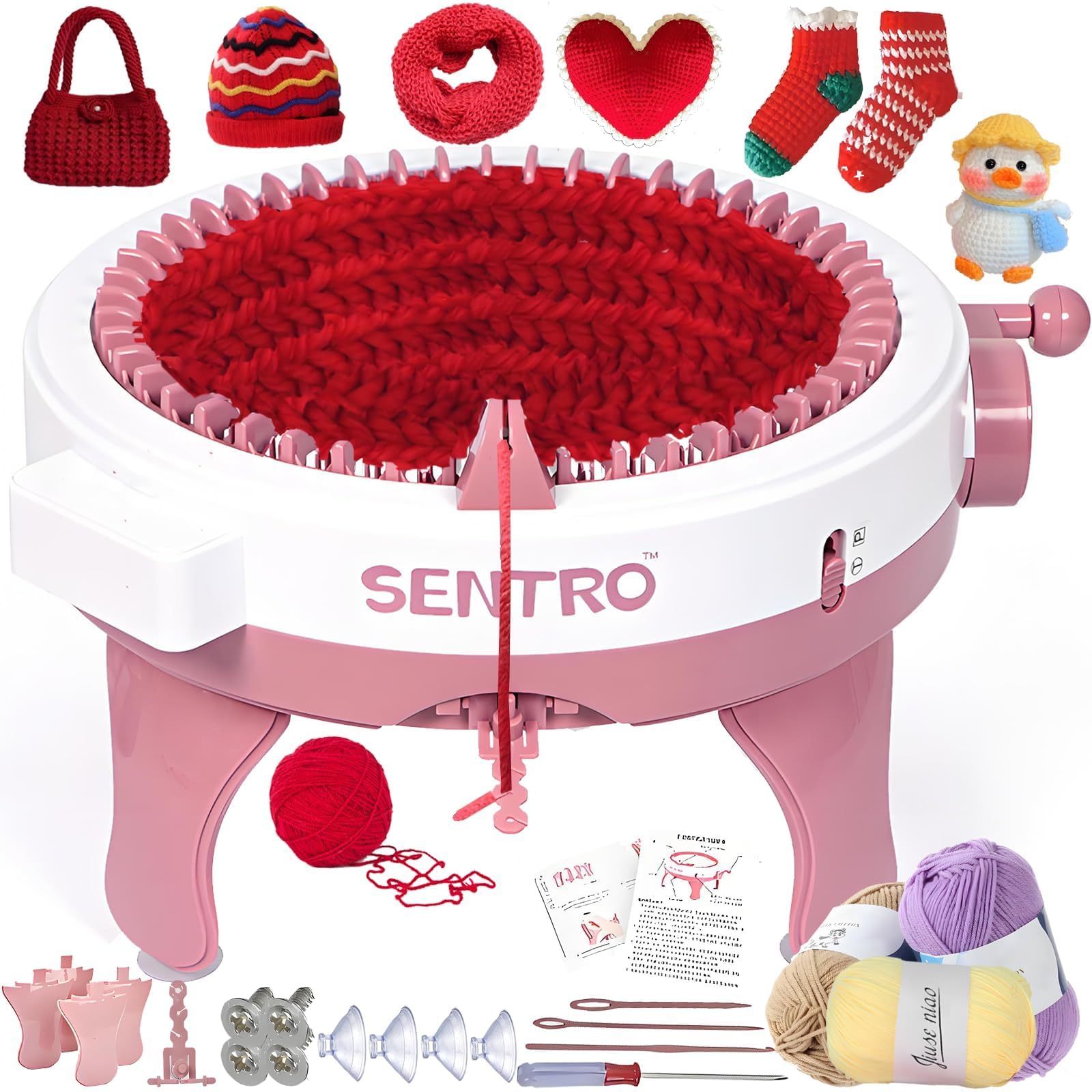 PKYOHYI Sentro Knitting Machine, Sentro 40 Needles Knitting Machine Automatic Circular Weaving Spinning Knitting Loom Machine Kit for Adults and