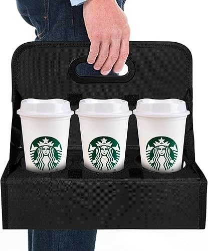BOHEMIABY Transportador de bebidas con asa reutilizable, portador de bebidas portátil para 6 tazas, portador de café plegable, para llevar cócteles,