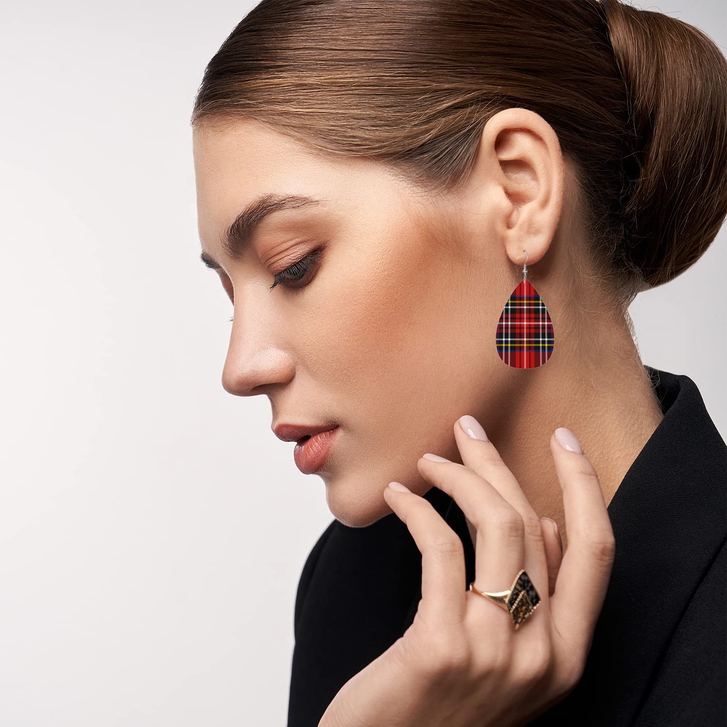 MIOAOSRT Leather Teardrop Earrings For Women - Lightweight Dangle Earrings, Giraffe Print Design - View #7