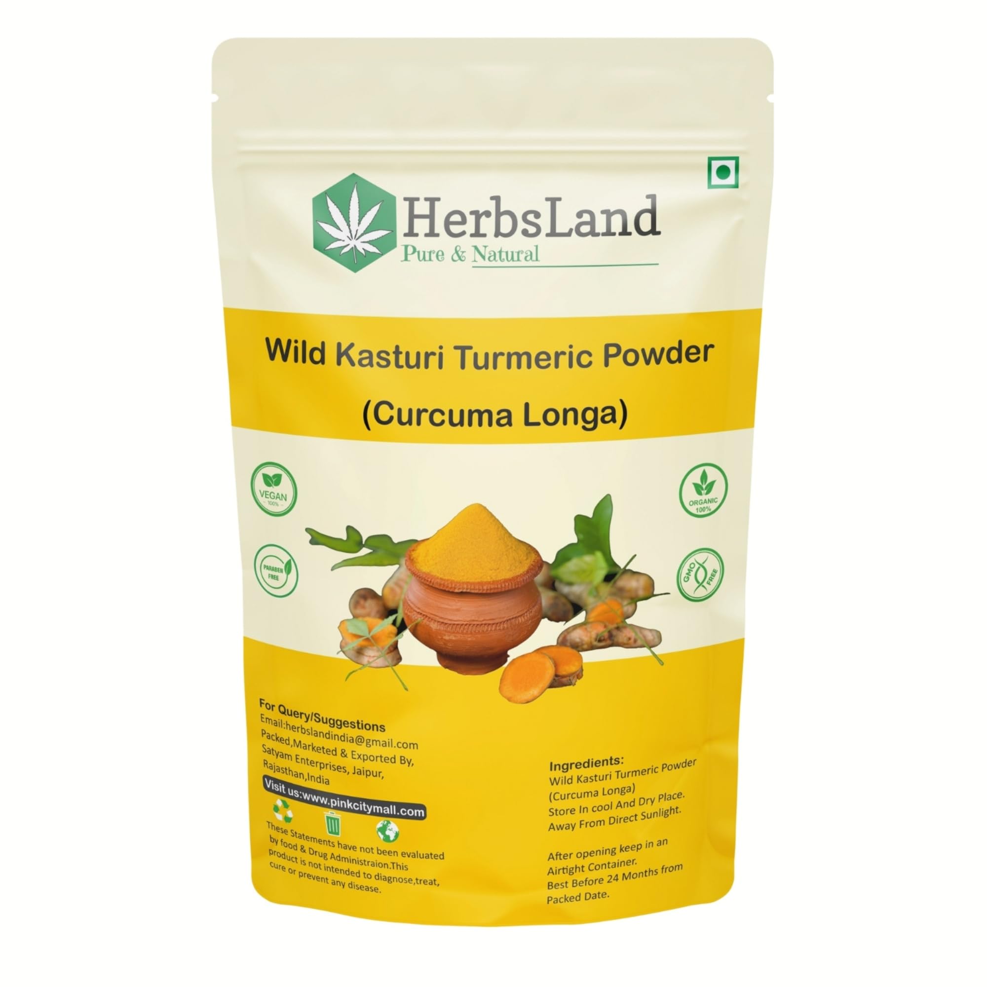 HerbsLand Organic Wild Kasturi Turmeric Powder For Face (100 g)-image-48