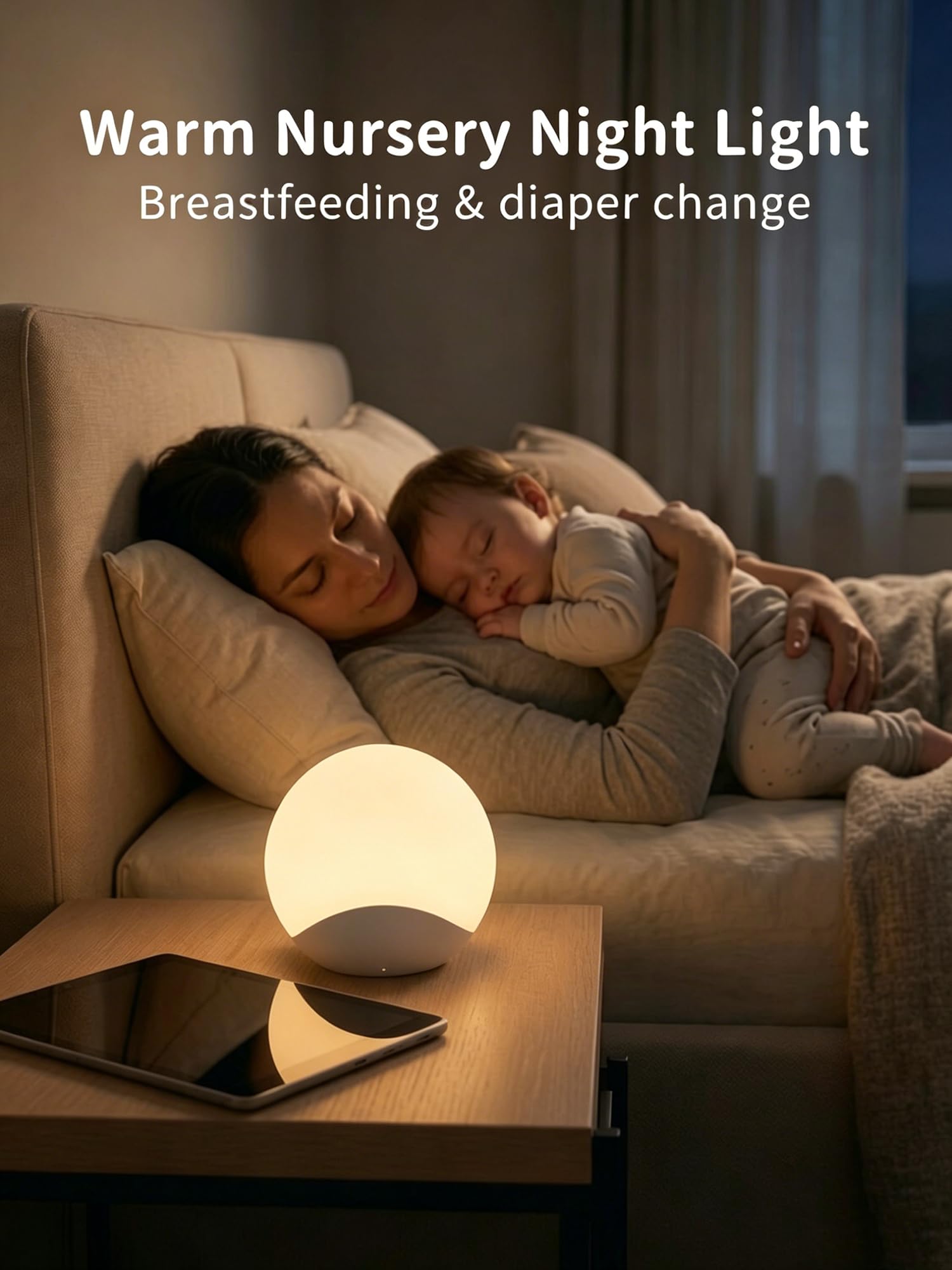Lámpara de noche con cambio de color, atenuación y temporizador continuos, luz brillante suave recargable para guardería, niños, adultos, mesita de noche, alimentación, modo de sueño, iluminación