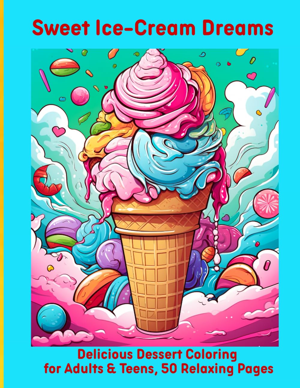 Sweet Ice-Cream Dreams: Delicious Dessert Coloring for Adults & Teens, 50 Relaxing Pages