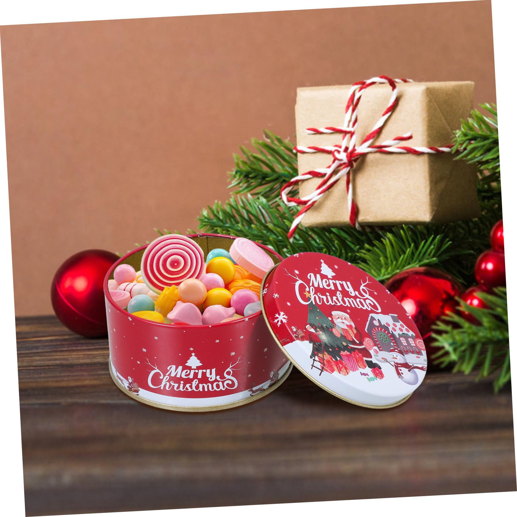 IWOWHERO Cajas De Dulces Navideñas De Hojalata 12 Unidades Colores Surtidos Diseño Estampado Navideño Resistente Portátiles Para Festivales Regalos Navideños