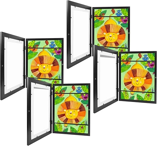 Souarts Marcos de arte para niños, pantalla de imagen de apertura frontal, marco de ilustraciones intercambiable, marcos de arte A4 para
