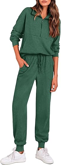 PRETTYGARDEN Women's Fall 2 Piece Lounge Sets Zip Up Sweatshirt Jogger Pants Sweat Track Suits Travel Outfit Winter Clothing