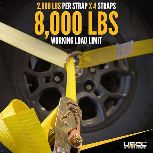 Miniatura 4 de US Cargo Control Red de rueda de montaje lateral con trinquete y extensión de cadena, correa de rueda fácil de usar para aplicaciones de amarre de