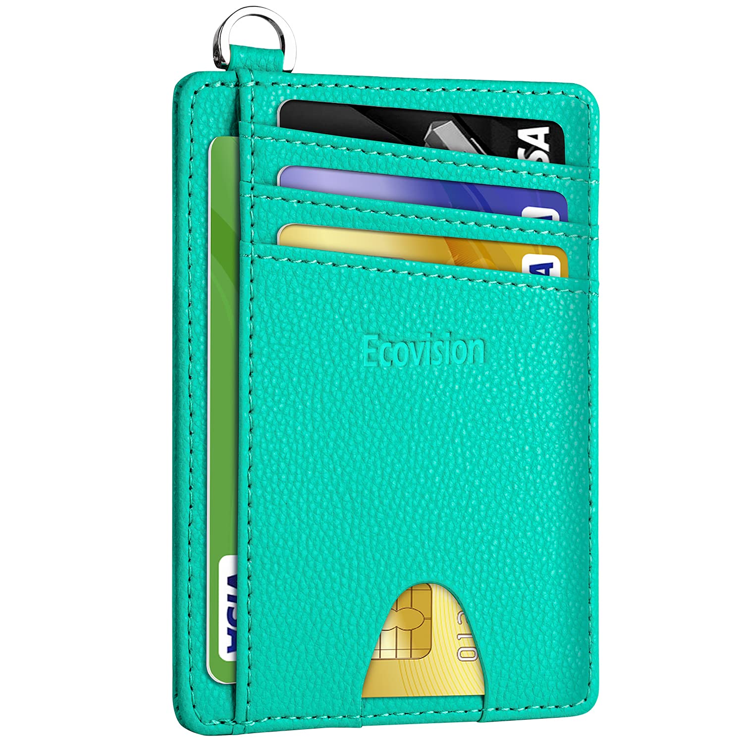 EcoVision Slim Minimalist Front Pocket RFID Blocking Credit Card Holder Wallet with Removable D Shackle for Men Women