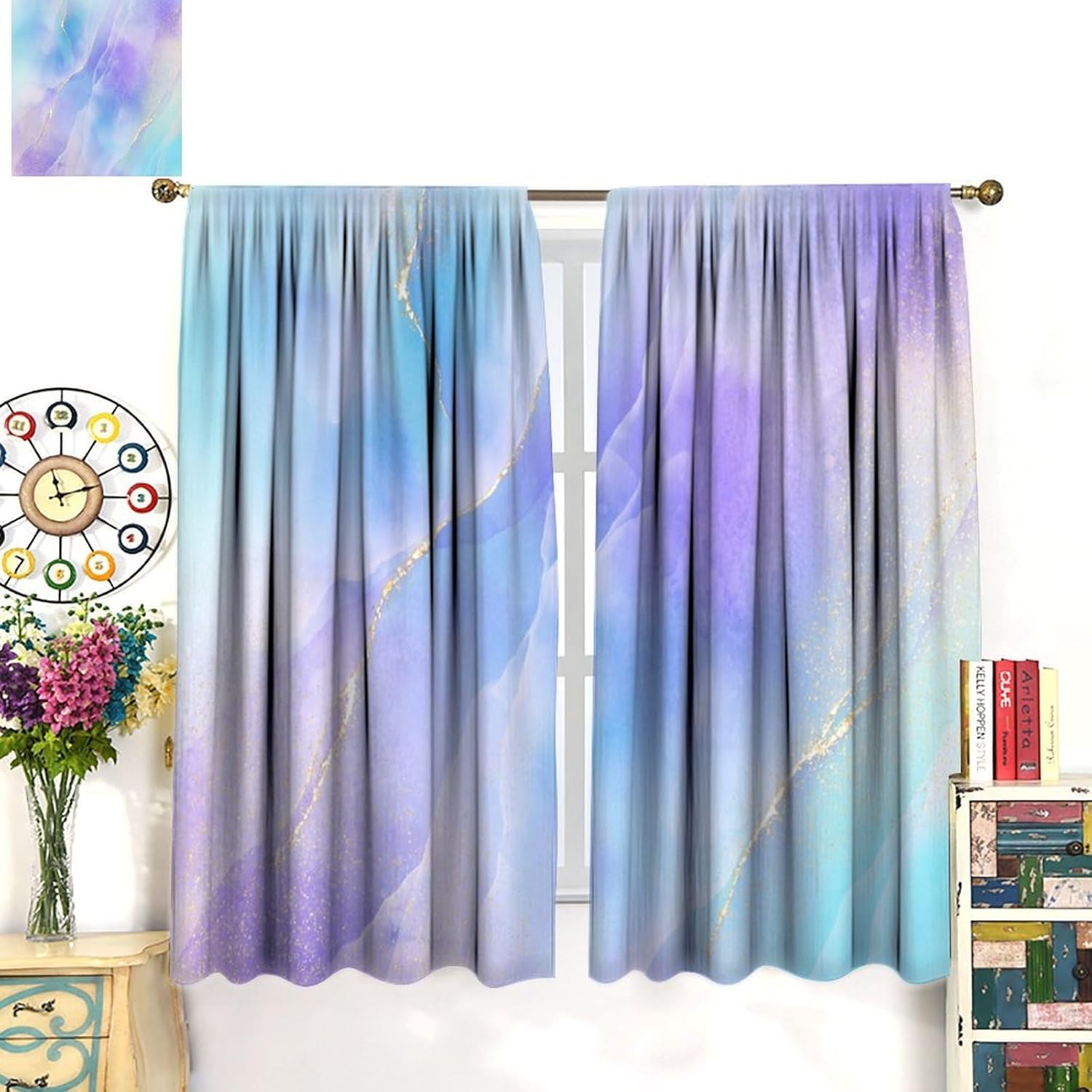 Vorhänge Schlafzimmer 3D Marmorstruktur 170X200 cm (B + H) Vorhang Gardinen Blickdicht Mit Ösen Thermovorhang Lichtdicht Für Wohnzimmer Schlafzimmer Kinderzimmer/Uv-Schutz-387138300