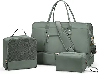 Weekender Bags for Women Travel, Travel Bag with Shoe Compartment, Overnight Duffel Bag with Wet Pocket & Trolley Sleeve