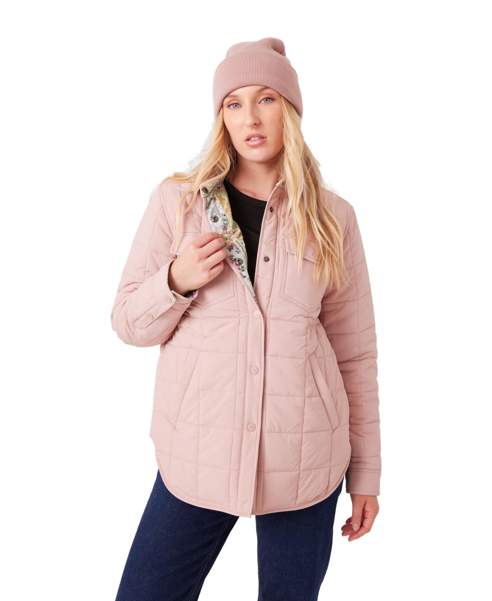 Roxy Womens Alpine Reversible Quilted Shirt Jacket – Oversized Fit