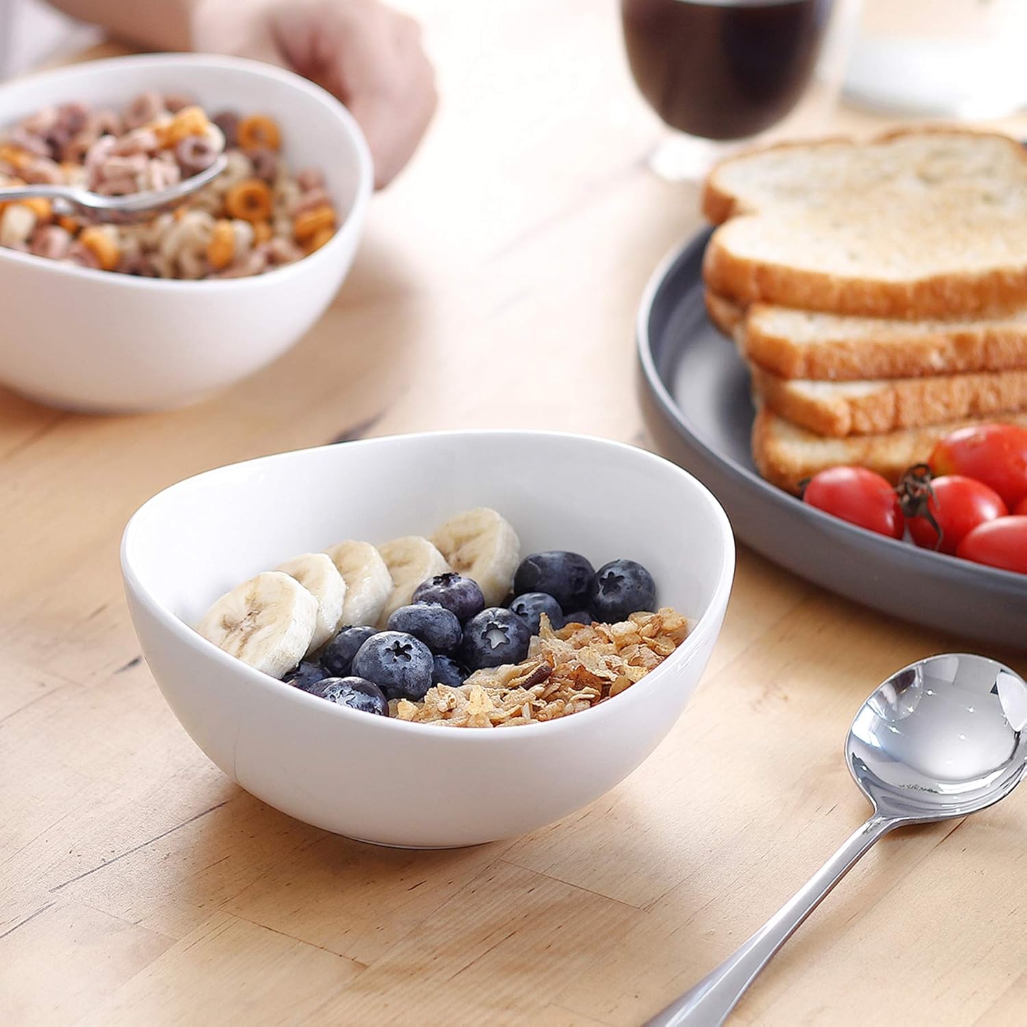 Sweese 102.001 Porcelain Bowls - 18 Ounce for Cereal, Salad, Dessert - Set of 6, White : Home & Kitchen