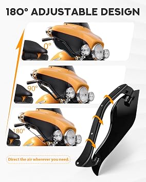 PBYMT Fairing Air Deflectors Side Wings Windshield Adjustable Wind Deflectors Compatible for 2008-2013 Harley Electra Glide Street Glide Trike