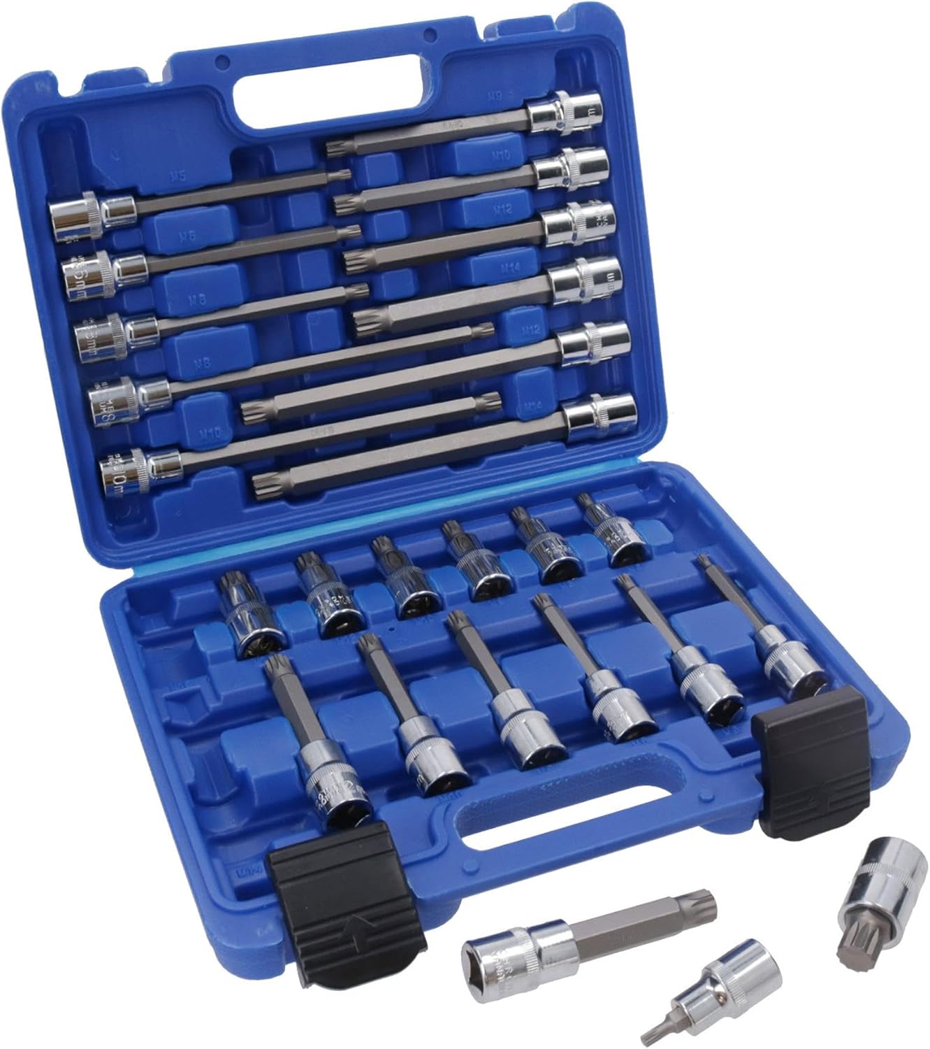 Spline sockets male bit set 1/2" drive shallow and deep M5-M16 BERGEN AT088