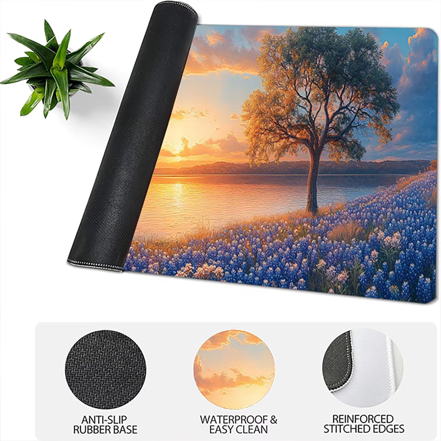 Lejnlnng Podkładka pod mysz do gier XXL, 120 x 60 cm, duża fabryczna mata na biurko, wodoodporna podkładka pod mysz XL Krajobraz, antypoślizgowa gumowa podkładka pod mysz ze zszytymi krawędziami do