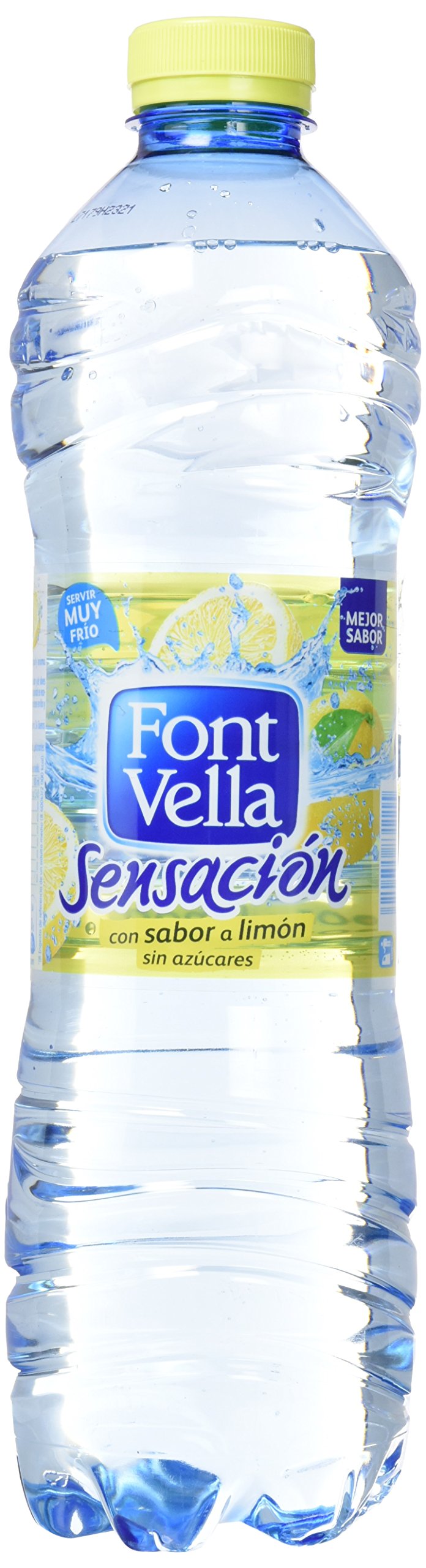 Font Vella Sensación Limón, Agua con sabor limón y lima sin calorías, 6 botellas de 1.25 litros