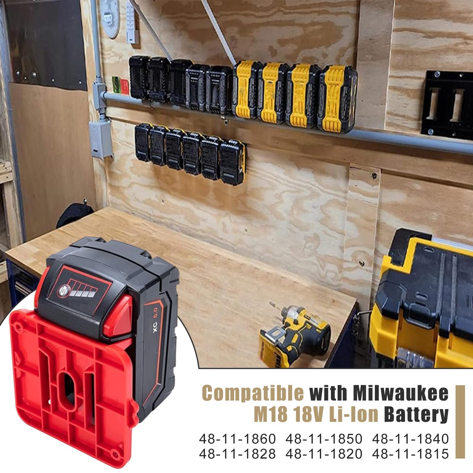 Battery Holder For Milwaukee M18 18v Battery, 6 Pack Battery Mount - View #6