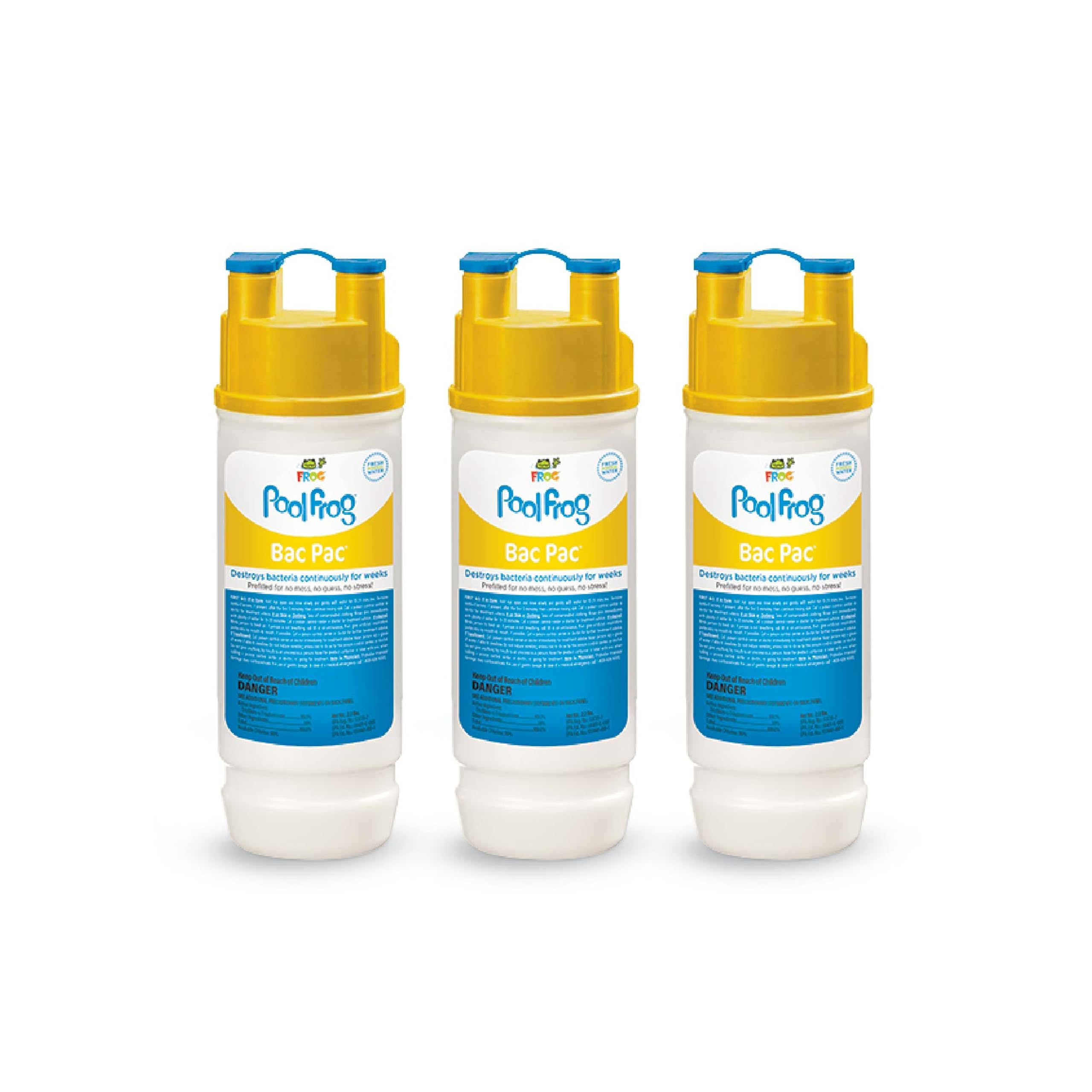 FROG Bac Pac Replacement Chlorine Cartridges for use with Pool FROG Model 5400 and 6100 Cyclers - Prefilled for Easy & Convenient Pool Sanitizing & Water Care - 3 Pack