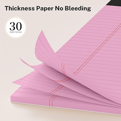 Miniatura 4 de Bloc legal rosa de 8.5 x 11 pulgadas, bloc de notas de 8.5 x 11 pulgadas, rayas anchas, paquete de 12 blocs de notas rosas de 8.5 x 11, papel rosa