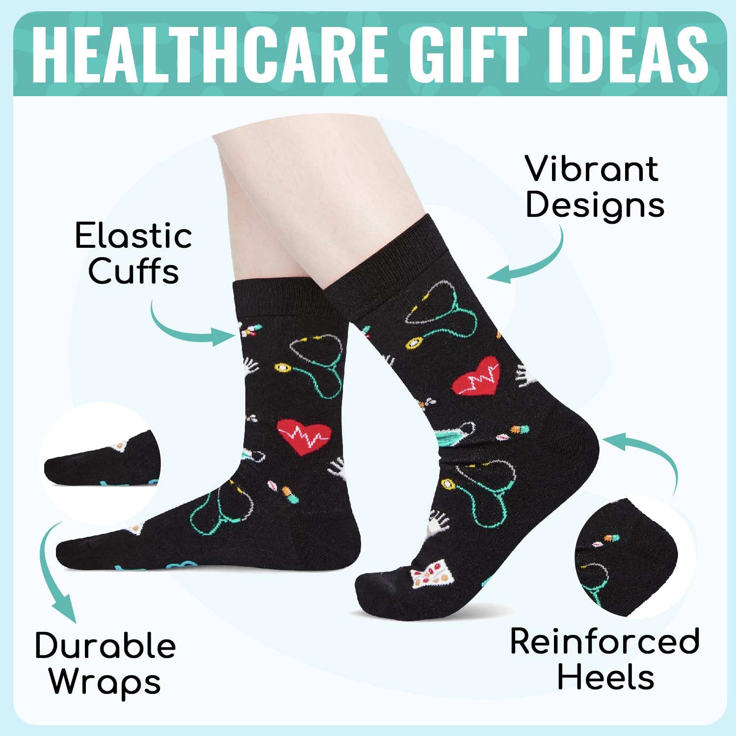 HAPPYPOP Nurse Doctor Vet Tech Gifts - Ophthalmologist Cancer Gift, Drs Day Nurse Week Socks