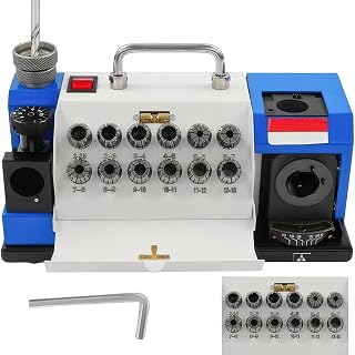 ドリル研磨機 φ3〜13mm対応 刃先角度90〜135°調整可能 小型電動ドリルシャープナー 4400rpm 120W 卓上型 ツイストドリル 鉄工・木工用対応 (ブルー)