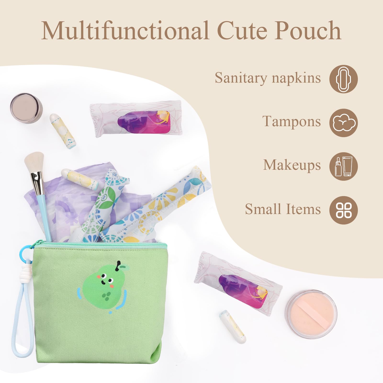 Canvas Period Pouch Soft First Period Kit Bag Small Discreet Menstrual Cup Pad Pouch Cute Sanitary Napkin Storage Bag Tampon Holder Multi-purpose Feminine Bag Blue