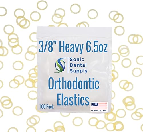 Bandas elásticas de ortodoncia de 38 pulgadas, paquete de 100 unidades, látex natural, bandas de goma pequeñas pesadas de 6.5 onzas, frenos, trenzas