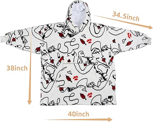Miniatura 7 de Catalonia Sudadera con capucha de gran tamaño con estampado de cara abstracta, sudadera gigante de sherpa para adultos, hombres, mujeres,