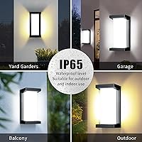 Vista 2 de Wrasse Luces de Porche al Aire Libre Impermeables 2000LM 20W Accesorios de Iluminación Exterior Moderna Blanco Neutro 6500K Luz de Pared al Aire