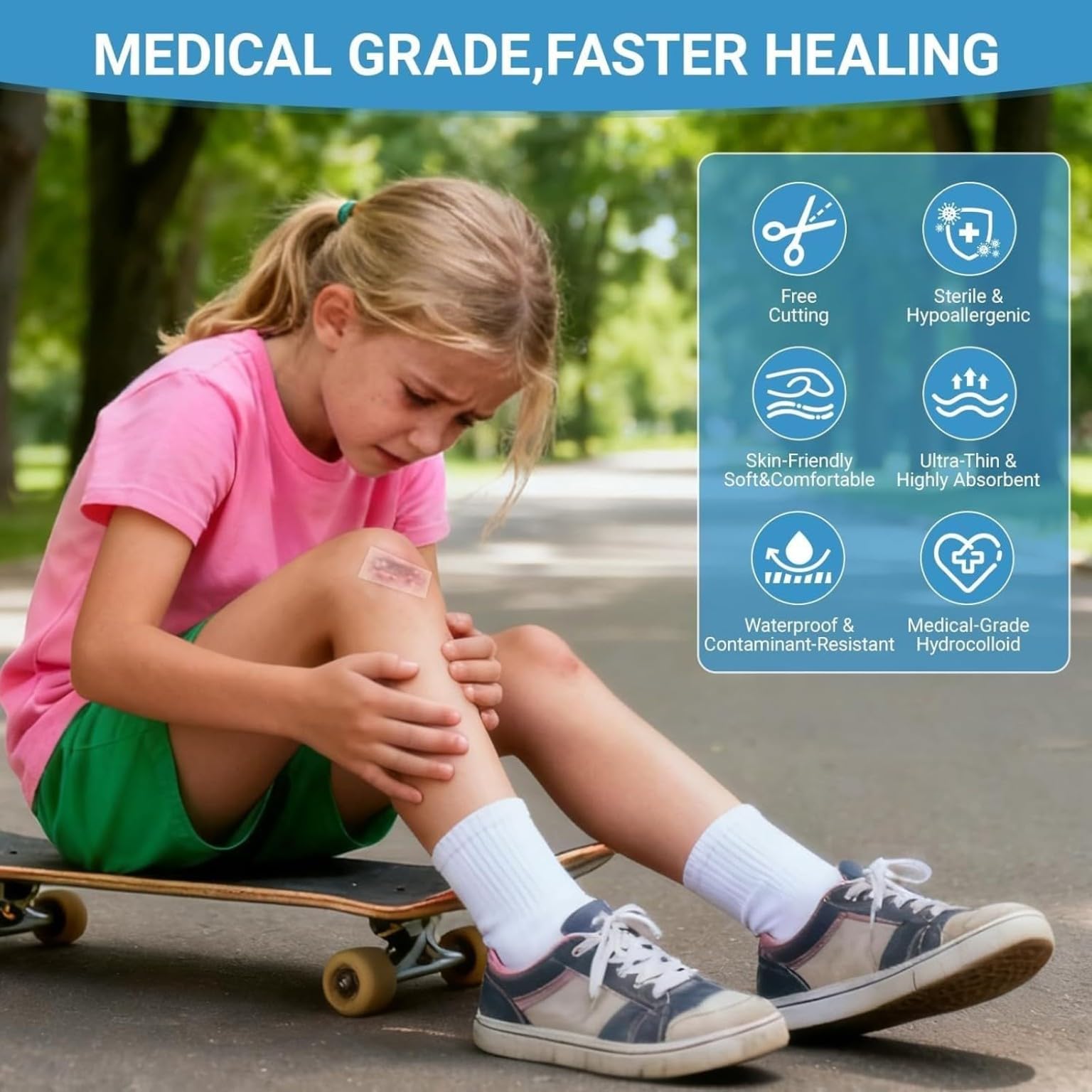 Hydrocolloid Roll Dressing Tape, Medical Grade Wound Care Bandage, Waterproof Adhesive Patch Roll for Blisters, Burns, Scrapes & Post-Surgical Care, 2 Inch x 4.8 Ft — Amazon image 5