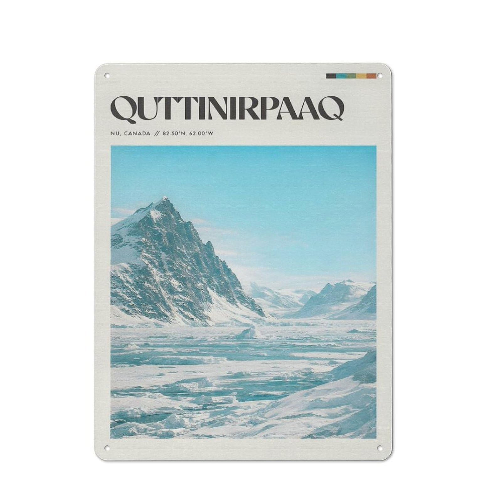 Junmoney Style-13 Decorative Tin Plaque With Quttinirpaaq National Park Design 40X30cm, Nostalgic Home Bar Decor For Bar, Kitchen, Garage Or Games Room