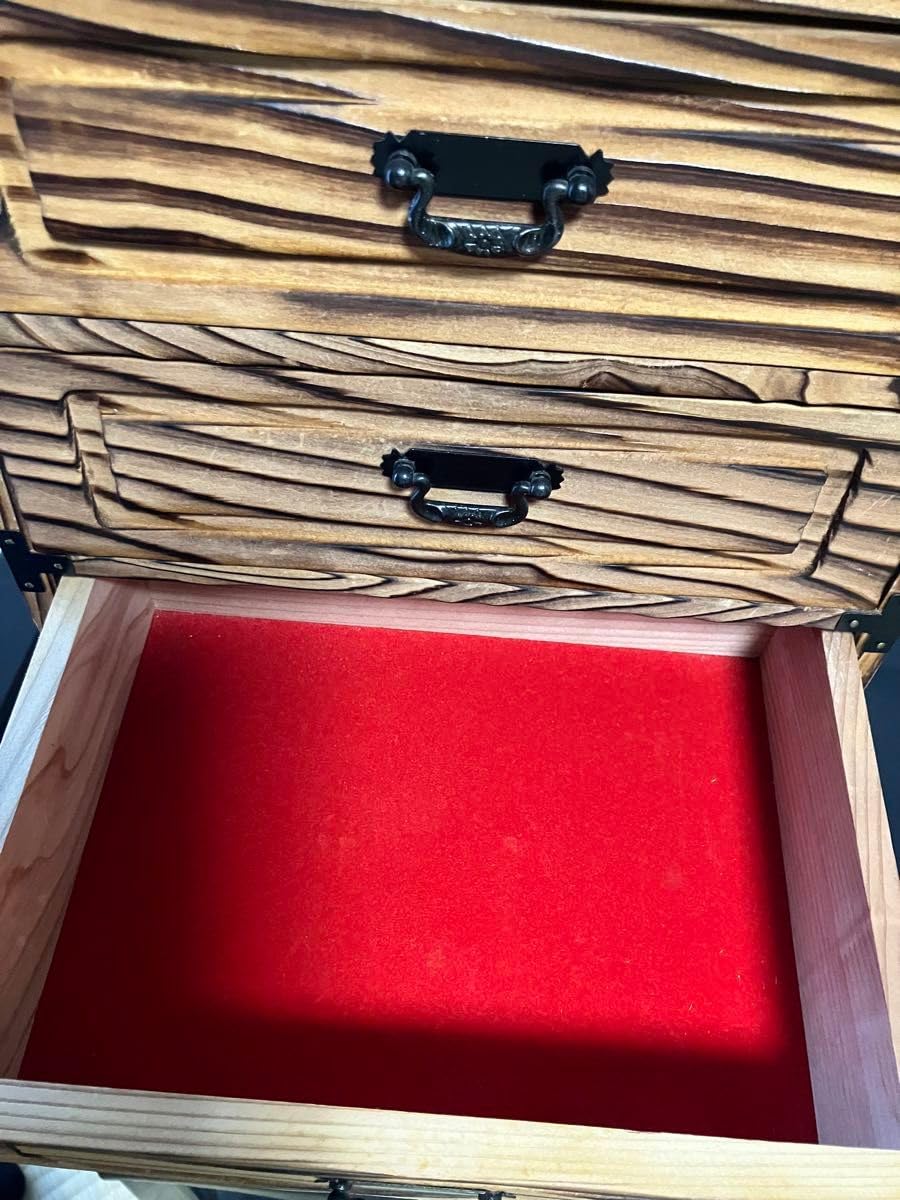Amazon.co.jp: 焼杉 整理箱 木製 小物入れ 引き出し ミニ箪笥 小 