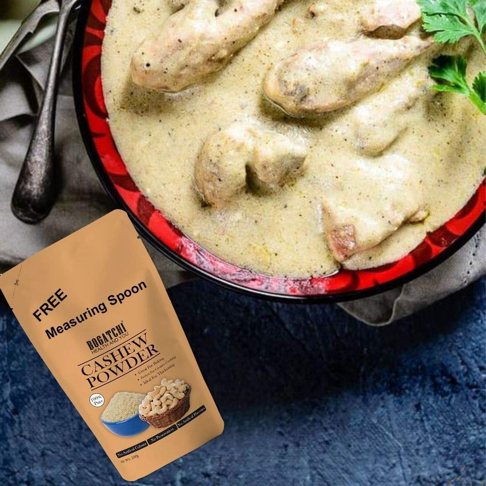 BOGATCHI Cashew Powder for Making - Curry, Paneer Sabzi, White Gravy, Malai Kofta, Dum Aloo, White Chicken, Kaju Shake , Kaju Katli, Ice Cream | Baking Ingredients , 200g , Free Measuring Spoon 4