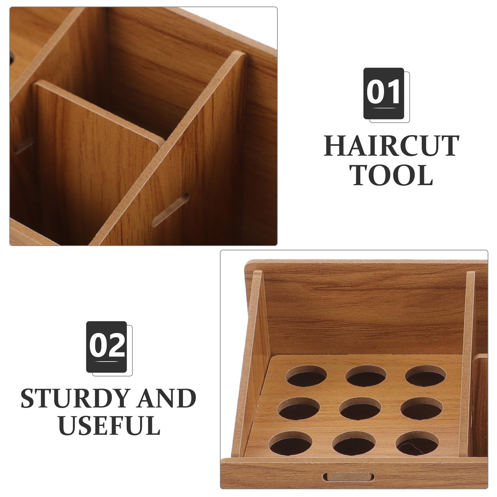Organizer Soluzione Versatile per Strumenti da Parrucchiere in Legno Design Creativo Porta Forbici e Pettini e Spazio Desktop Ottimizzato per Uso Professionale