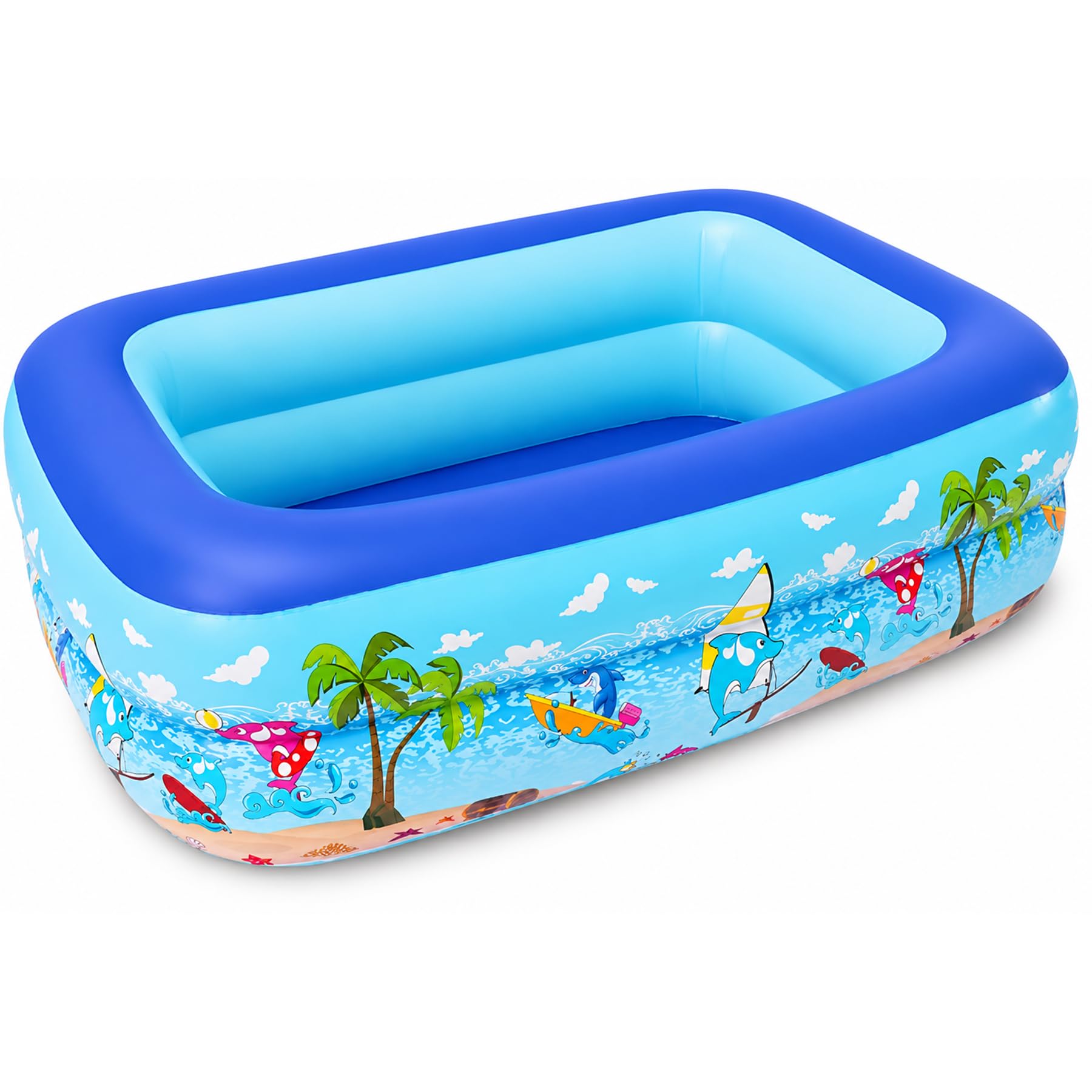 Planschbecken für Kinder,Kinderpool,Planschbecken Eckig,Planschbecken Deep Dive 105 x 75 x 30 cm,Pool für Sommer Strand Garten Wasserspaß