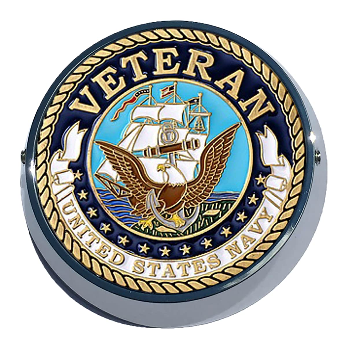 MotorDog69 Navy Veteran Harley Horn Cover Coin Mount Set……
