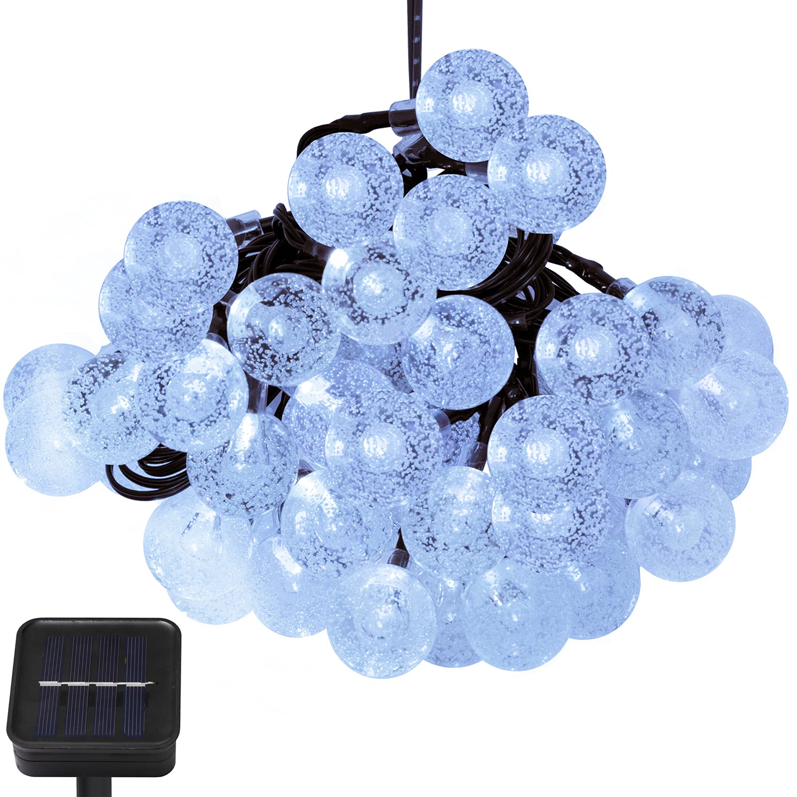 GloBrite50 LED Solar String Lights | Outdoor Garden Crystal Ball String Lights with 8 Modes | 7M Waterproof Solar Lights for Indoor, Outdoor, Christmas Decorations