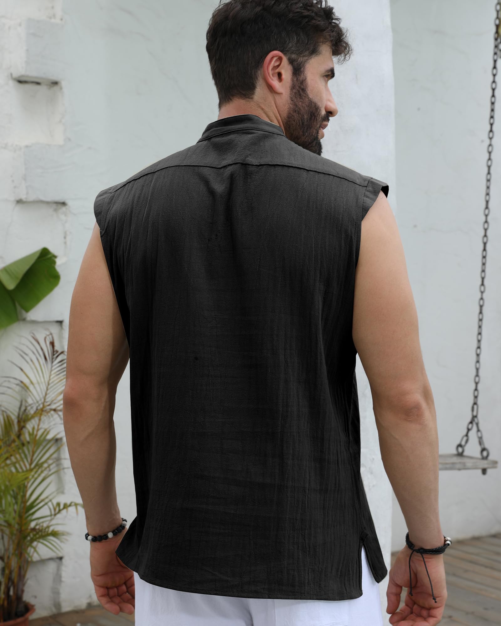 YAOBAOLE Camicia da uomo senza maniche medievale Viking Costume con lacci Renaissance Viktorian Steampunk Pirata Camicia Uomo