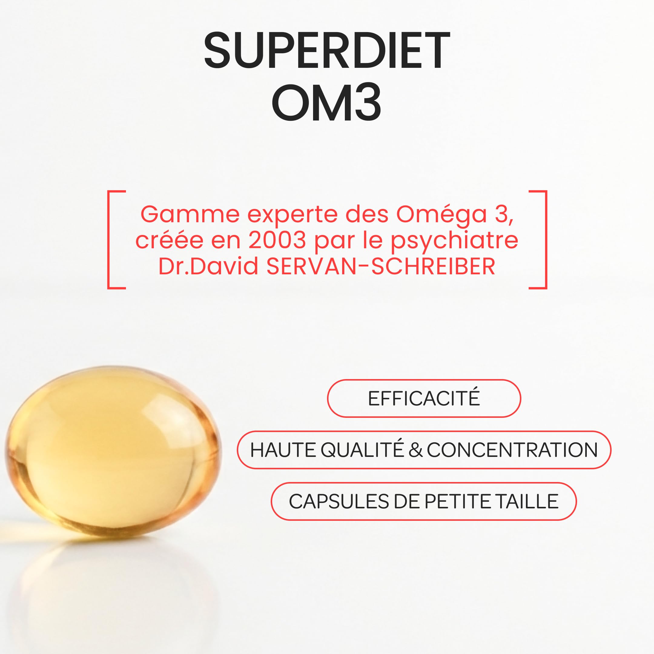 OM3 - Équilibre Émotionnel Formule Originale - Huile de poissons concentrée à 90% d'Oméga-3-Format économique -3x60 capsules