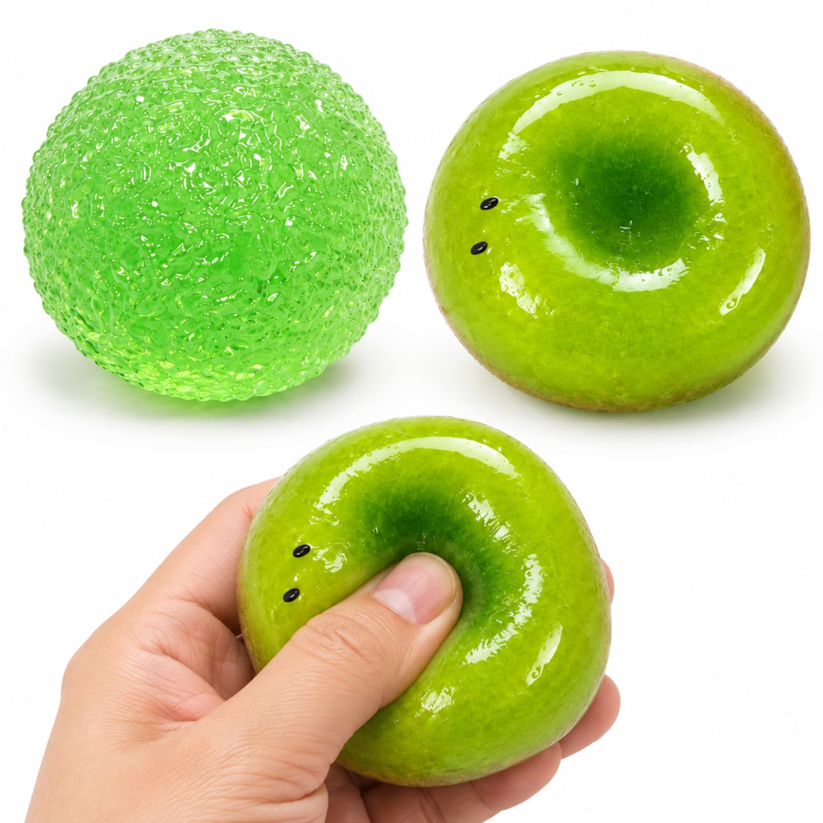 2Pcs Crunchy Squishy Fruit Set, Green Waxberry and Kiwi