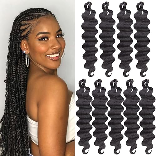 COOKOO 9 paquetes de cabello sintético ondulado de 24 pulgadas, preemplumado, rizado francés, ondulado, ondulado, con textura de ganchillo, para