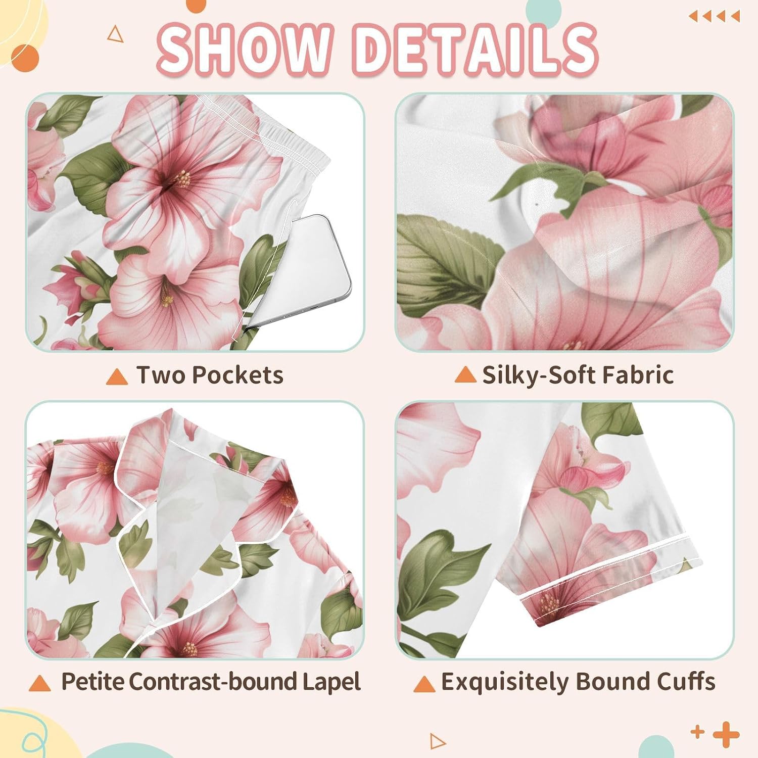 ZZXXB Tropical Flowers Kids Satin Short Sets Outfits Casual Button Down Short Sleeve Lounge Set S-XXL