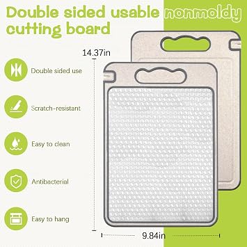 Cutting Board for Kitchen Double Sided 304 Stainless Steel, can Separately Handle Meat, Vegetables,Built-in Professional Anti Slip Bottom and Raised Edge, in case of Juice Leakage During Placement