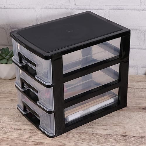 Miniatura 9 de DOITOOL Organizador de escritorio de 3 cajones, organizador de almacenamiento de plástico para oficina en casa, organizador de maquillaje, cubos,