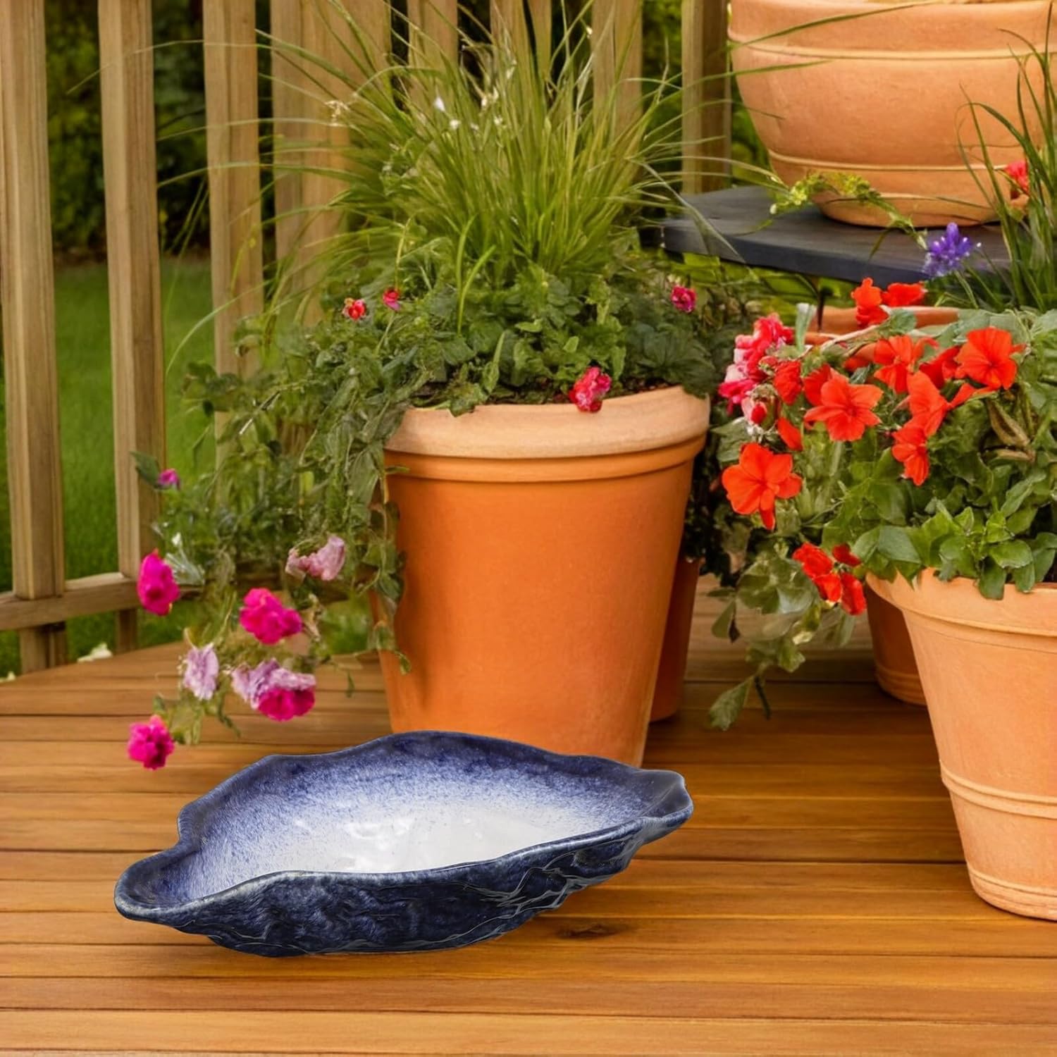 OSALADI Outdoor Ceramic Bee Watering Station with Irregular Kiln-Transformed Bowl Natural Ceramic Butterfly Feeder for Garden Insects Maintain Decorative Bird Feeding Dish for Yards