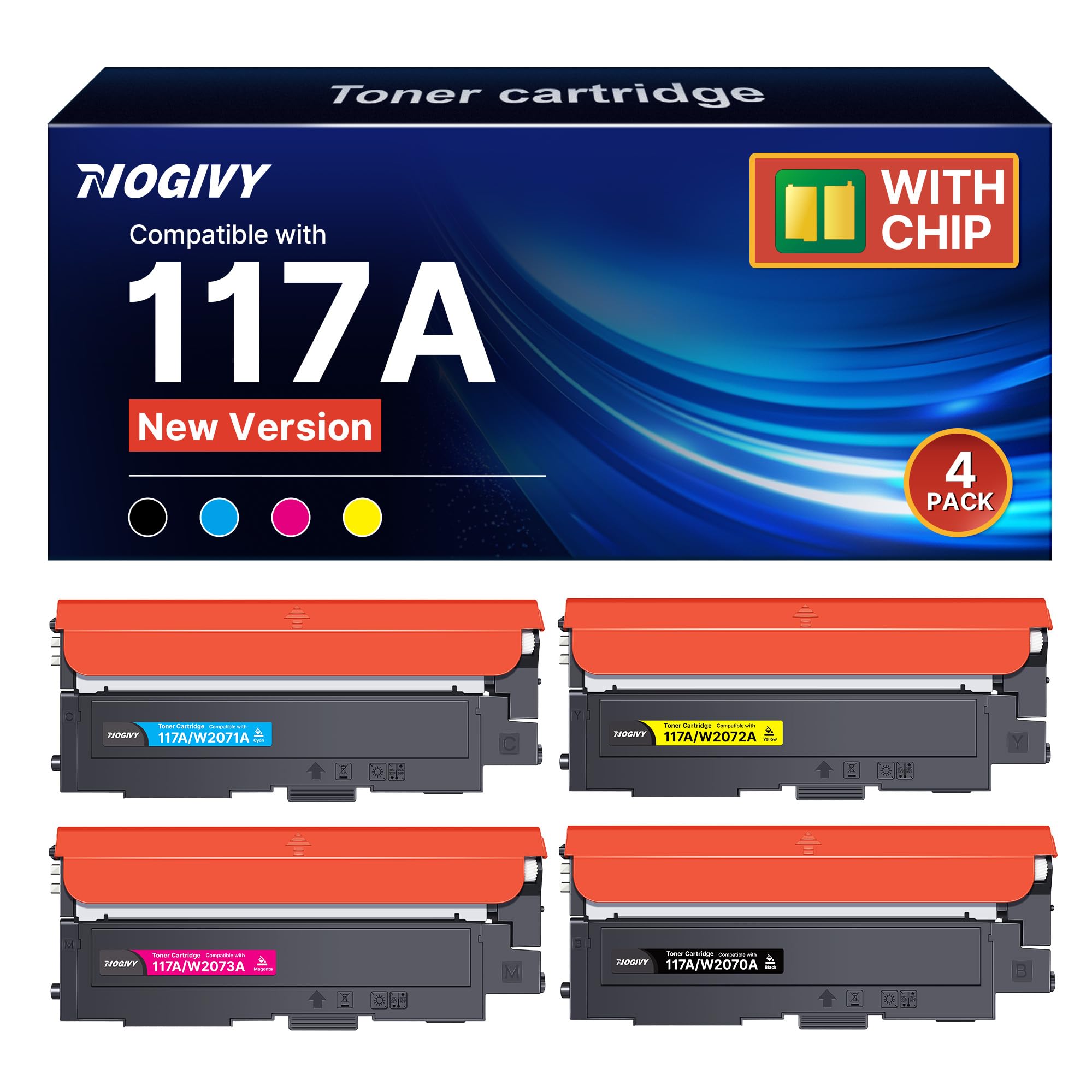 220X Toner (Mit Chip) Kompatibel für HP 220A 220X Toner für HP Color LaserJet Pro MFP 4302DW 4302FDW 4202DN 4302FDN 4202DW W2200X W2201X W2202X W2203X (1Schwarz 1Cyan 1Gelb 1Magenta, 4er-Pack)